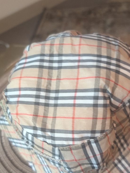 Plaid Bucket Hat with Zip Pocket - Beige Black Red, Reverses To Tan